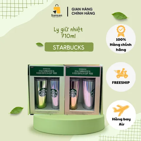Bộ 2 Ly Giữ Nhiệt Starbucks 24oz (710ml) - Chất Liệu Tritan Bền Bỉ, Giữ Lạnh Hiệu Quả - Sản Phẩm Nội Địa Mỹ