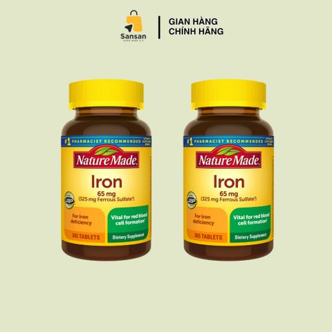 Viên Uống Bổ Sung Sắt Nature Made Iron 65mg - 365 Viên - Hỗ Trợ Sức Khỏe, Sản Xuất Tại Mỹ