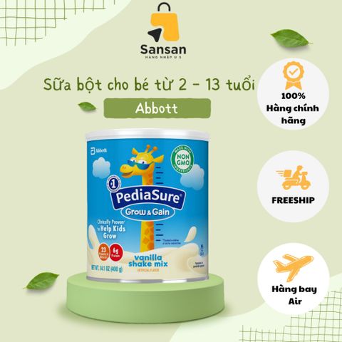 Sữa bột PediaSure Grow & Gain hương Vanilla 400g - Dinh dưỡng cho trẻ từ 2 - 13 tuổi, hỗ trợ tăng trưởng chiều cao và cân nặng
