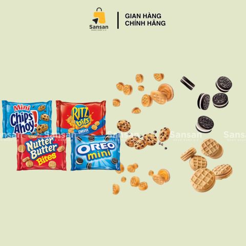 Hộp Bánh Quy Giòn Nabisco Variety Pack 40 Gói - Oreo Mini, Ritz Bits Cheese, Mini Nilla Wafers, Nutter Butter, Mini Chips Ahoy - 1.12kg Mỹ