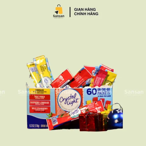 Bột Pha Nước Trái Cây Không Đường Crystal Light Mix 4 Vị - 60 Gói, Thơm Ngon, Giàu Vitamin - Thích Hợp Với Chế Độ Ăn Keto