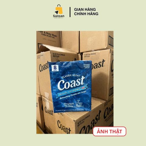 Xà Bông Coast Classic Soap Lốc 8 Cục x 113g - Hương Sóng và Gió Biển Dịu Nhẹ, Làm Sạch Da, Dùng Cho Cả Gia Đình