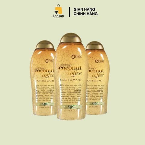 Sữa Tắm Tẩy Tế Bào Chết OGX Coconut Coffee 577ml - Sữa Tắm 3 in 1 Dưỡng Da và Tẩy Da Chết Hương Cafe Thơm Mịn Da