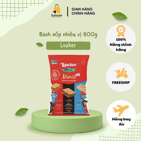 Bánh xốp Loacker Minis Mix 800g - Hạt phỉ, Vanilla Madagascara, Socola Đậm Đà - Snack Thơm Ngon, Tiện Dụng Chia Sẻ