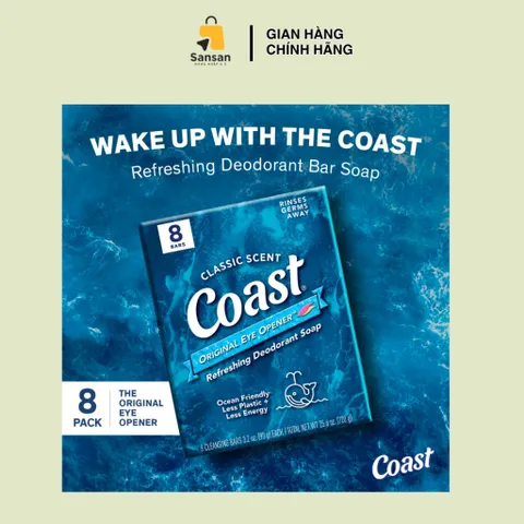 Xà phòng Coast Classic 113g - Xà bông tắm và rửa tay hương biển dịu nhẹ, an toàn cho cả gia đình, sản phẩm nội địa Mỹ.