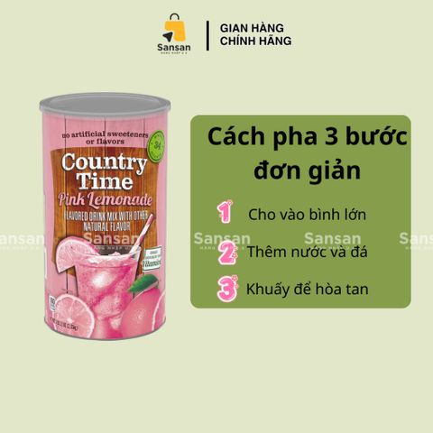 Bột Pha Nước Chanh Hồng Country Time Pink Lemonade 2.33kg - Hương Vị Tươi Mát, Không Chất Bảo Quản, Lý Tưởng Cho Gia Đình, Ngày Hè