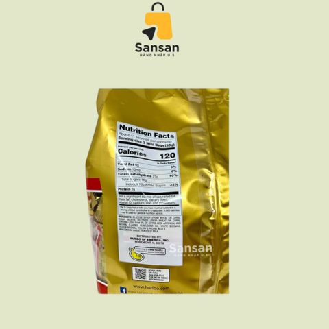 Kẹo Dẻo Gấu Haribo Goldbears 1.42kg (125 Gói Mini) - Hương Vị Quả Tự Nhiên Ngon Miệng, Thích Hợp Cho Trẻ Em và Người Lớn