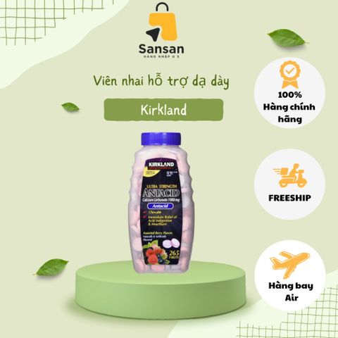 Kẹo Kirkland Antacid 265 Viên - Hỗ Trợ Tiêu Hóa Từ Mỹ, Giảm Đau Dạ Dày, Kẹo Ngon, Sử Dụng Dễ Dàng