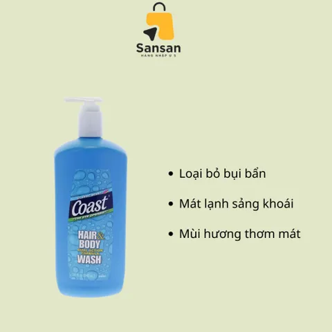 Sữa Tắm Gội 2-In-1 Coast Classic Cho Nam 946ml - Hương Thơm Cổ Điển, Làm Sạch Tóc và Da, Dưỡng Ẩm Lâu Dài, Tự Tin Cả Ngày