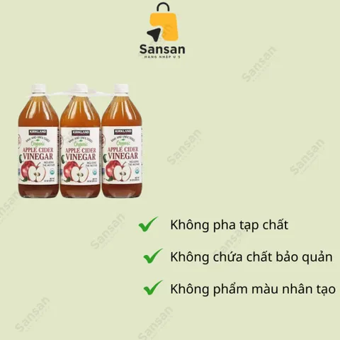 Giấm táo hữu cơ Kirkland Signature 946ml - Tăng cường sức khỏe, hỗ trợ tiêu hóa và làm đẹp da, tóc - Gia vị nấu ăn tự nhiên