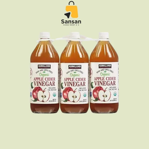 Giấm táo hữu cơ Kirkland Signature 946ml - Tăng cường sức khỏe, hỗ trợ tiêu hóa và làm đẹp da, tóc - Gia vị nấu ăn tự nhiên