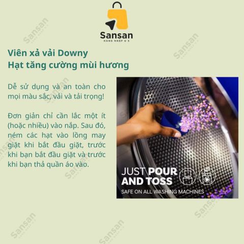 Viên Xả Vải Khô Downy Tăng Cường Mùi Hương Tươi Mát - Mỹ, Giúp Quần Áo Thơm Lâu Đến 12 Tuần, An Toàn Với Tất Cả Loại Vải