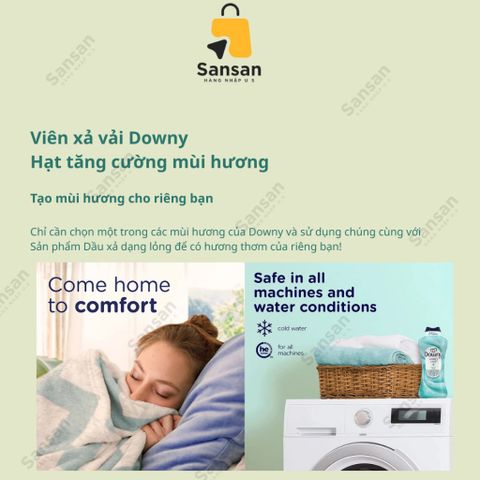 Viên Xả Vải Khô Downy Tăng Cường Mùi Hương Tươi Mát - Mỹ, Giúp Quần Áo Thơm Lâu Đến 12 Tuần, An Toàn Với Tất Cả Loại Vải