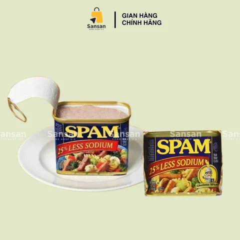 Thịt Hộp Spam 25% Less Sodium 340g - Thịt Hộp Ngon, Tiện Lợi Cho Bữa Cơm Hằng Ngày, Đặc Sản Mỹ