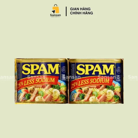 Thịt Hộp Spam 25% Less Sodium 340g - Thịt Hộp Ngon, Tiện Lợi Cho Bữa Cơm Hằng Ngày, Đặc Sản Mỹ