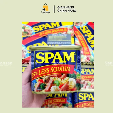 Thịt Hộp Spam 25% Less Sodium 340g - Thịt Hộp Ngon, Tiện Lợi Cho Bữa Cơm Hằng Ngày, Đặc Sản Mỹ