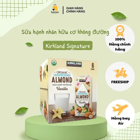 Sữa Hạnh Nhân Không Đường Kirkland Signature Organic 946ml - Thức Uống Hữu Cơ Thơm Ngon Từ Mỹ, Không Chứa Lactose Và Đậu Nành