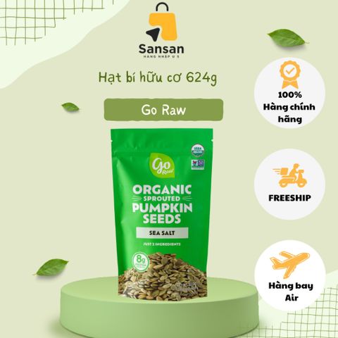 Hạt bí hữu cơ rang muối biển Go Raw Organic Pumpkin Seeds sea salt 624g của Mỹ