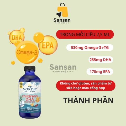 Siro Dầu Cá Omega 3 Nordic Naturals DHA 237ML - Bổ Sung Phát Triển Trí Não và Thị Giác Cho Trẻ Từ 1 Tuổi