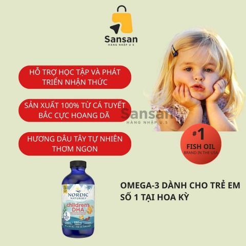 Siro Dầu Cá Omega 3 Nordic Naturals DHA 237ML - Bổ Sung Phát Triển Trí Não và Thị Giác Cho Trẻ Từ 1 Tuổi