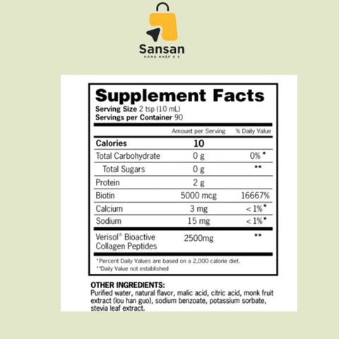 Collagen Dạng Nước Zena Nutrition 900ml + Biotin - Hỗ Trợ Làm Đẹp Da, Tóc Khỏe Mạnh Không Đường, Non-GMO
