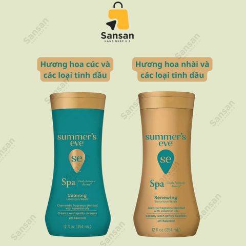 Dung Dịch Vệ Sinh Phụ Nữ Cao Cấp Summer's Eve Spa 354ml - Gel Làm Sạch An Toàn, Tươi Mát và Dịu Nhẹ Cho Da Nhạy Cảm