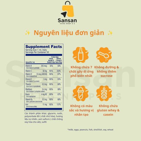 Vitamin tổng hợp Enfamil Brain & Body cho bé từ 6-24 tháng - Dạng lỏng, hỗ trợ phát triển trí não và sức khỏe 50ml