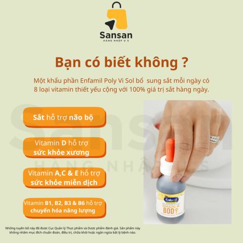 Vitamin tổng hợp Enfamil Brain & Body cho bé từ 6-24 tháng - Dạng lỏng, hỗ trợ phát triển trí não và sức khỏe 50ml