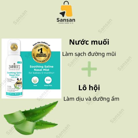 Nước Muối Sinh Lý Zarbee's Boogie Nasal Saline Mist 88ml - Dịu Nhẹ Cho Trẻ Sơ Sinh và Người Lớn, Làm Sạch và Giảm Nghẹt Mũi