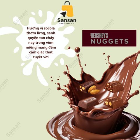 Kẹo Socola Hershey's Nuggets Hỗn Hợp 1.47kg - Socola Sữa, Đen, Hạnh Nhân & Kẹo Bơ - Snack Ngon Cho Mọi Dịp