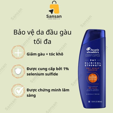 Dầu Gội Head & Shoulders Clinical Strength 400ml Ngăn Ngừa Gàu - Sản Phẩm Chăm Sóc Tóc Nguyên Chất Từ Mỹ