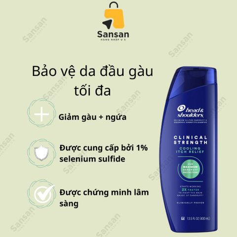 Dầu Gội Head & Shoulders Clinical Strength 400ml Ngăn Ngừa Gàu - Sản Phẩm Chăm Sóc Tóc Nguyên Chất Từ Mỹ