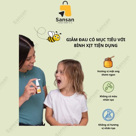 Xịt Họng Keo Hữu Cơ HoneyWorks Kids 30ml - Giảm Ho, Đau Họng Cho Bé Từ 1 Tuổi - Tăng Cường Miễn Dịch