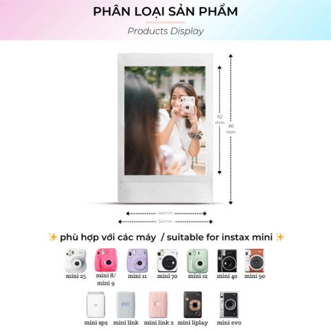 Giấy in ảnh Instax Mini Fujifilm Viền Trắng - Tương thích với Máy Chụp Lấy Liền Instax Mini và Lomography