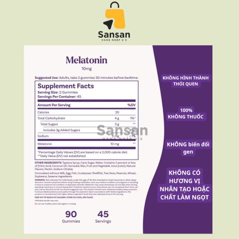 Kẹo Dẻo Hỗ Trợ Ngủ Ngon Natrol 10mg - 90 Viên, Vitamin Giúp Ngủ Nhanh Hơn, Dễ Nhai, Hương Dâu Tây Dành Cho Người Lớn