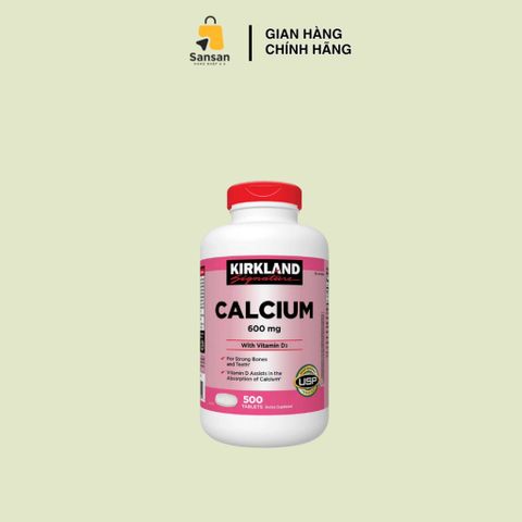 Viên uống bổ sung Canxi 600mg + Vitamin D3 Kirkland Signature 500 viên - Hỗ trợ xương chắc khỏe, ngừa loãng xương, nhập khẩu Mỹ