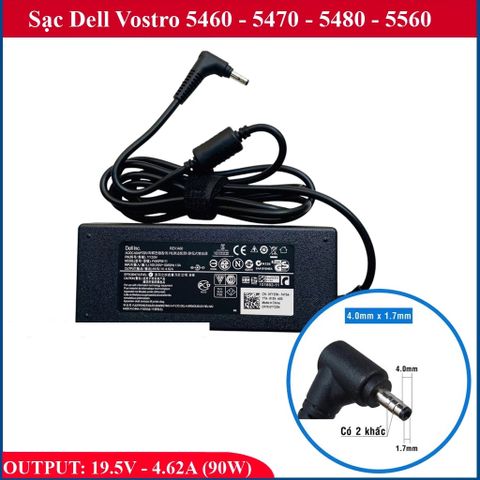 Sạc Laptop Dell Vostro 5460 5470 5480 5560 Chân Khấc 4.0mm x 1.7mm 19.5V - 4.62A - Phụ Kiện Chính Hãng Bảo Hành 12 Tháng