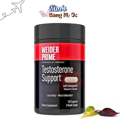 Viên uống hỗ trợ testosterone Weider Prime - Giải pháp tăng cường sức khỏe tuyến tiền liệt tự nhiên, thuần chay, 120 viên Mỹ