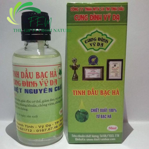 Tinh Dầu Bạc Hà Nguyên Chất Cung Đình Vỹ Dạ - Thơm Mát, Xông Hương Phòng, Thư Giãn Spa, Giảm Cảm Cúm, Tăng Cường Tinh Thần