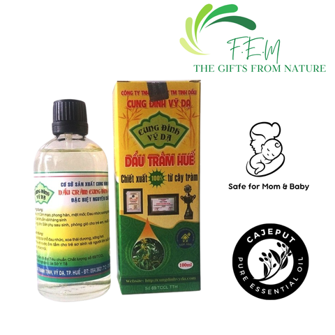 Dầu Tràm Nguyên Chất Cung Đình Vỹ Dạ 100ml - Hỗ Trợ Mẹ & Bé, Đuổi Muỗi, Giữ Ấm, An Toàn cho Trẻ Sơ Sinh