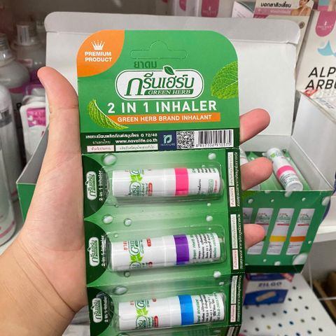 Ống Hít Thông Mũi 2 Đầu Green Herb Thái Lan - Giảm Nghẹt Mũi Với Tinh Dầu Thảo Dược, Chăm Sóc Sức Khỏe Cá Nhân