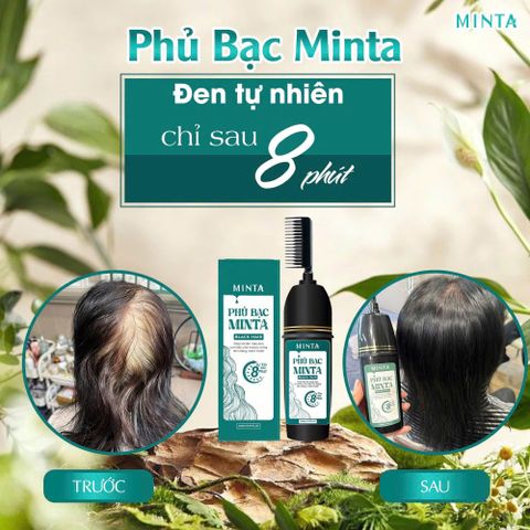Dầu Gội Phủ Bạc Minta 200ml - Che Phủ Tóc Bạc Nhanh Chóng Sau 8 Phút, An Toàn Cho Da Đầu Nhạy Cảm, Màu Đen Tự Nhiên