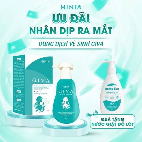 Dung Dịch Vệ Sinh Minta Giva 150ml Tặng Nước Giặt Đồ Lót - Làm Sạch Dịu Nhẹ, Giảm Ngứa, Khử Mùi, An Toàn Cho Da Nhạy Cảm