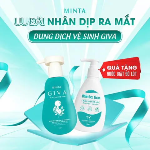 Dung Dịch Vệ Sinh Minta Giva 150ml Tặng Nước Giặt Đồ Lót - Làm Sạch Dịu Nhẹ, Giảm Ngứa, Khử Mùi, An Toàn Cho Da Nhạy Cảm