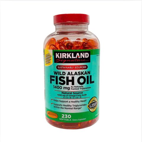 Viên uống dầu cá Alaska Kirkland Signature Wild Alaskan Fish Oil 1400 mg - Hỗ trợ tim mạch, mắt và não bộ (230 viên)