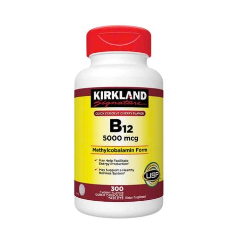 Viên uống Kirkland Signature B12 5000 mcg - Hỗ trợ phòng ngừa thiếu máu và bảo vệ hệ thần kinh - Hộp 300 viên hương cherry nhanh tan