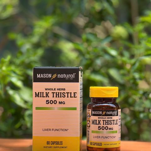 Viên uống Hỗ trợ Thải độc Gan Mason Natural Milk Thistle 500mg - Bảo vệ và Tăng cường Chức năng Gan, 60 Viên