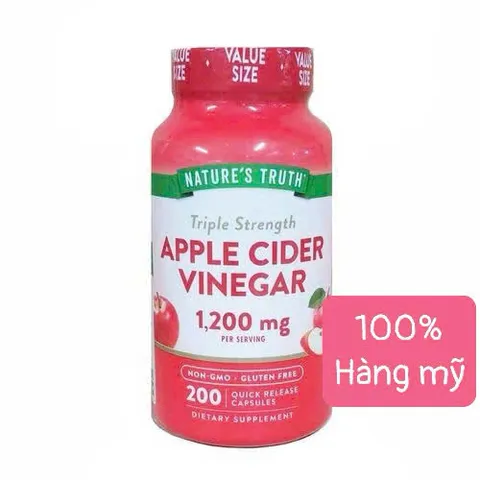 Giấm Táo Hỗ Trợ Giảm Cân Nature's Truth 1200mg - Viên Uống Thanh Lọc Cơ Thể, Không Vị Chua, 200 Viên Mỹ