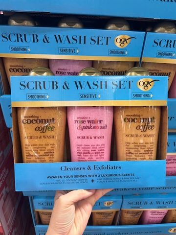 Set 3 Chai Sữa Tắm OGX Scrub & Wash 577ml - Dưỡng Ẩm & Tẩy Tế Bào Chết Chất Lượng Cao từ Mỹ