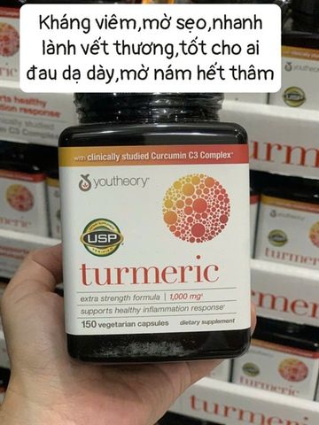 Viên Uống Tinh Nghệ Youtheory Extra Strength 1000mg 150 Viên - Hỗ Trợ Gan và Giảm Viêm Tự Nhiên